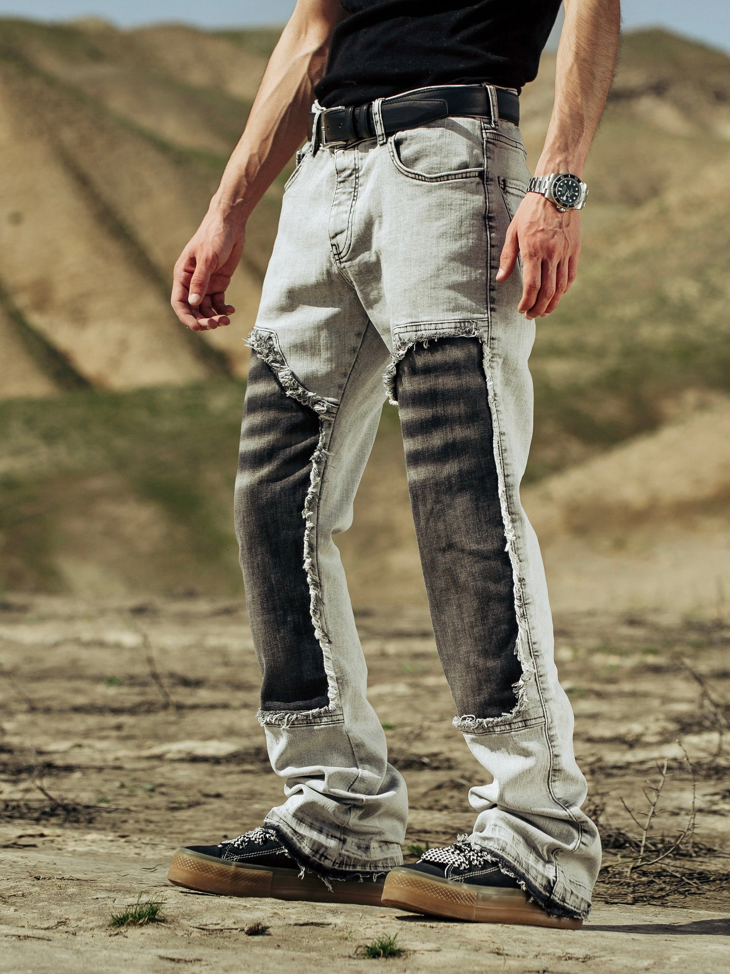 Grey Slim Baggy Jeans