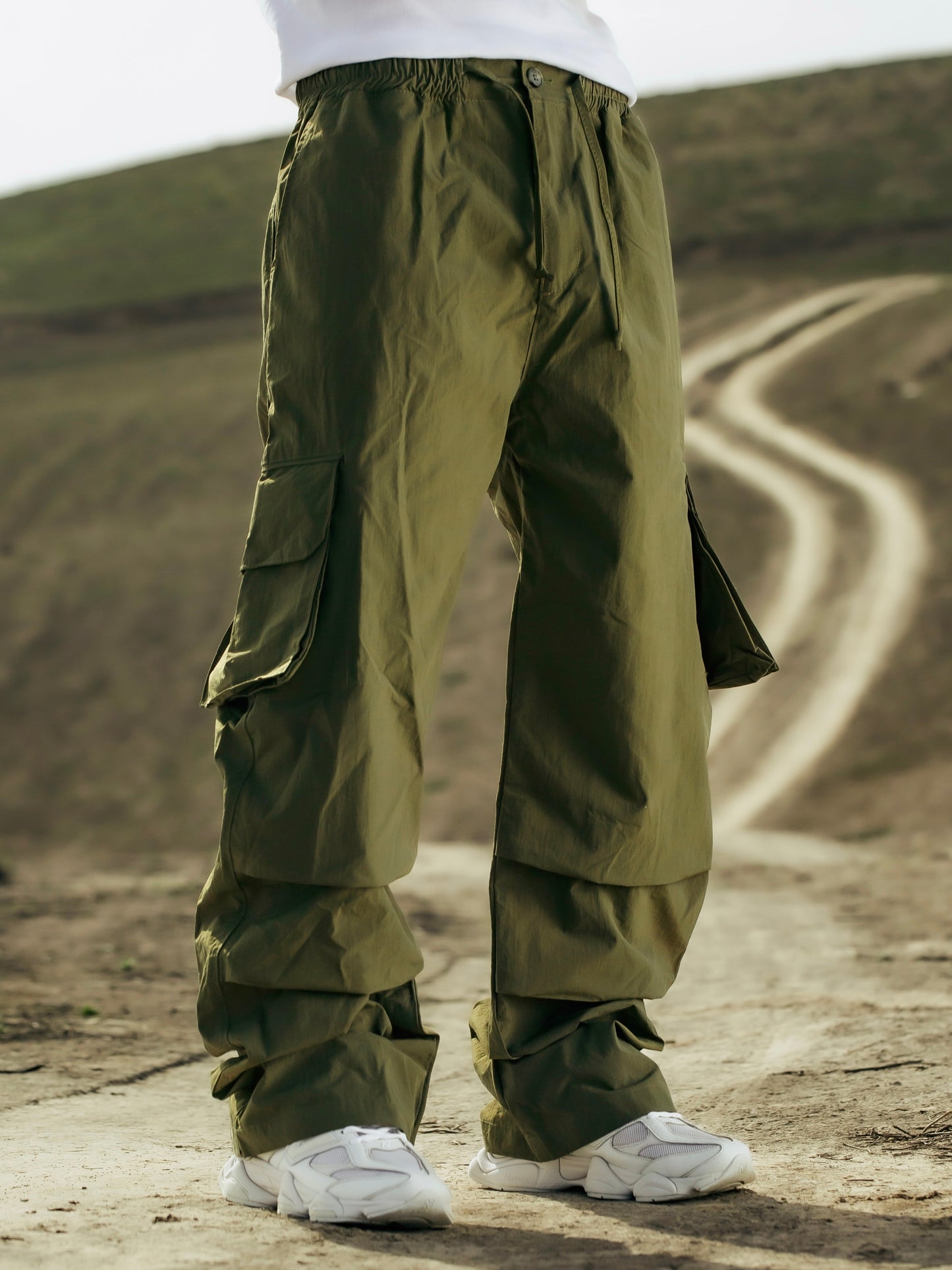 Khaki Parachute Cargo Pants