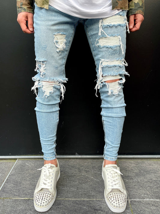 Blue Washed Distressed Jeans