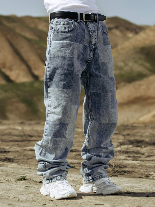 Blue Cubes Baggy Jeans