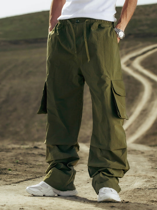 Khaki Parachute Cargo Pants