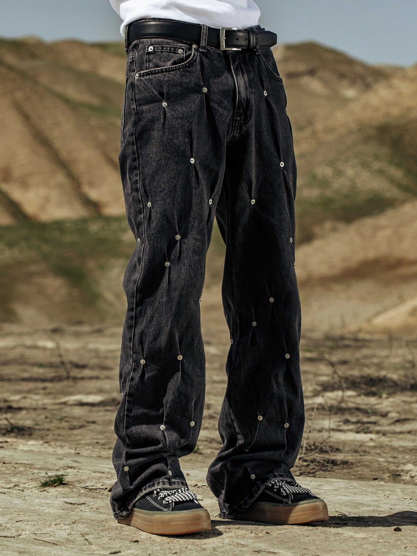 Vintage Black Rivets Jeans