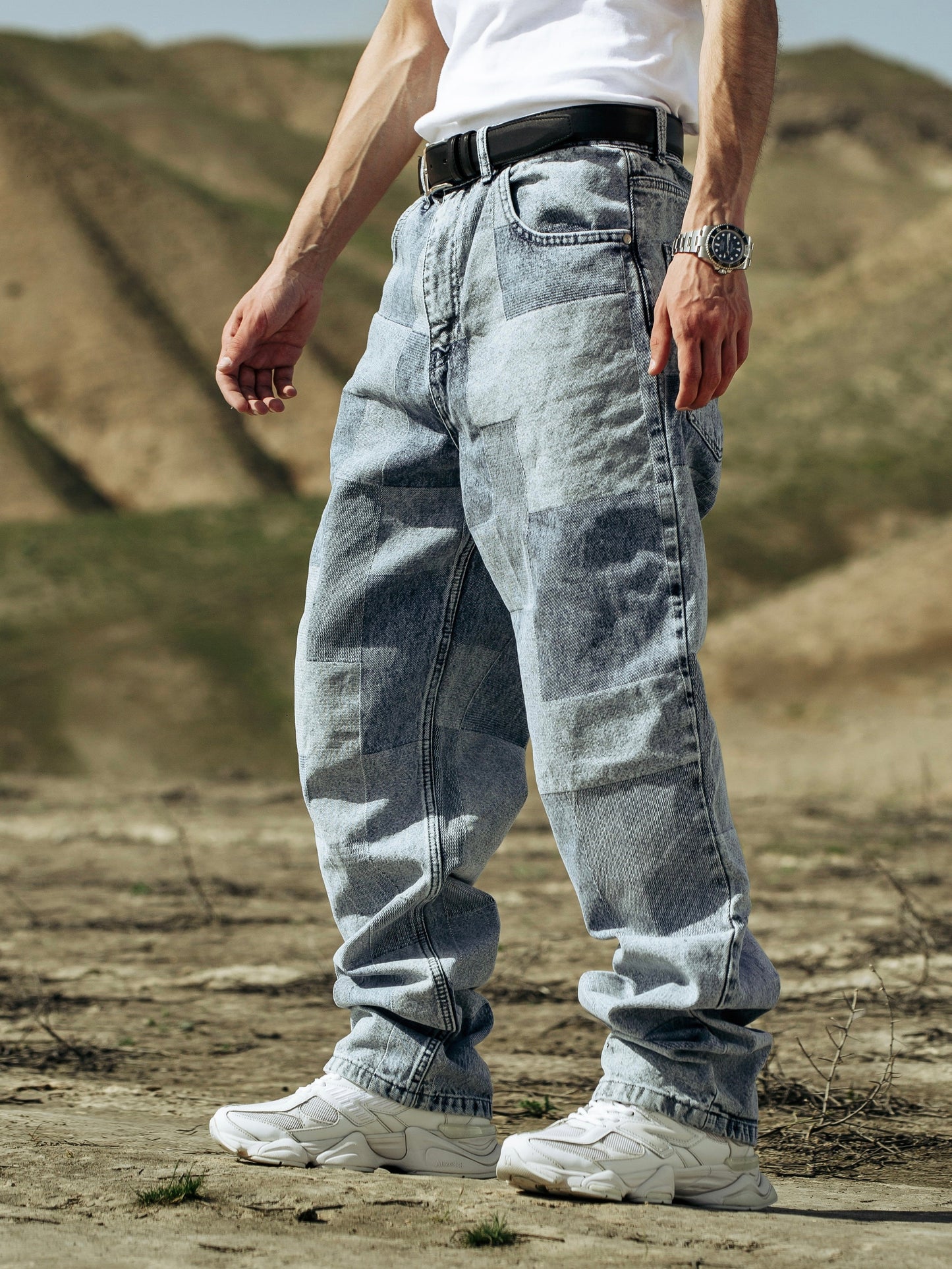 Blue Cubes Baggy Jeans