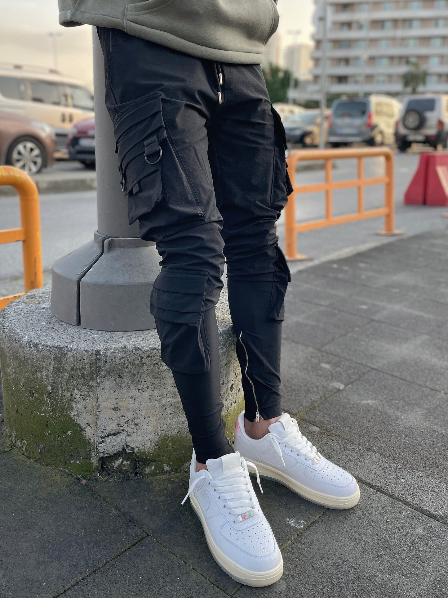 Black Cargo Zip Pants