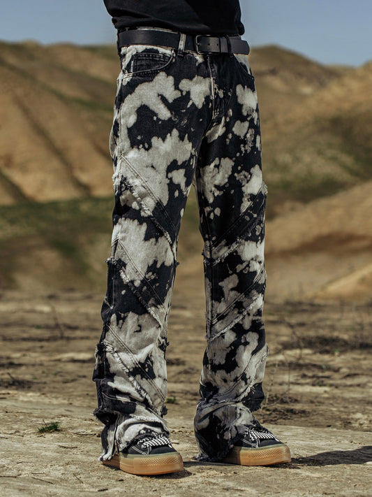 Black White Side Zipper Jeans