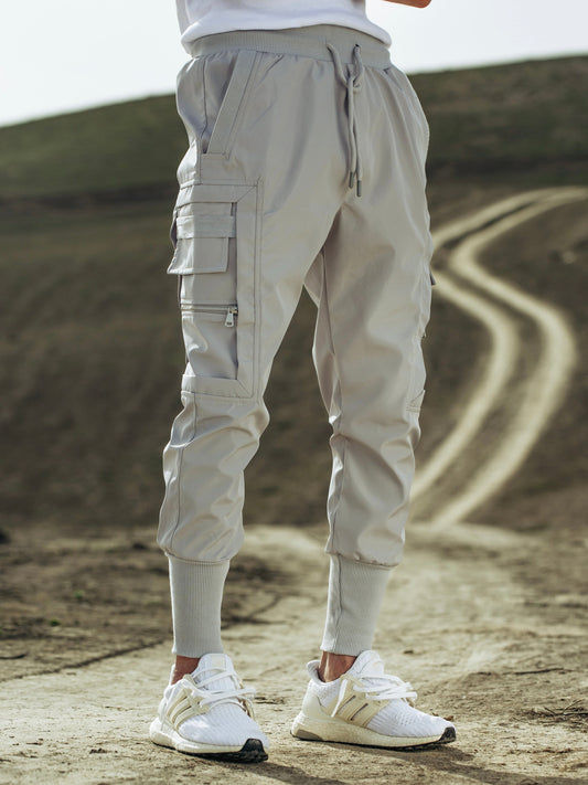 Light Grey Cargo Zipper Pants
