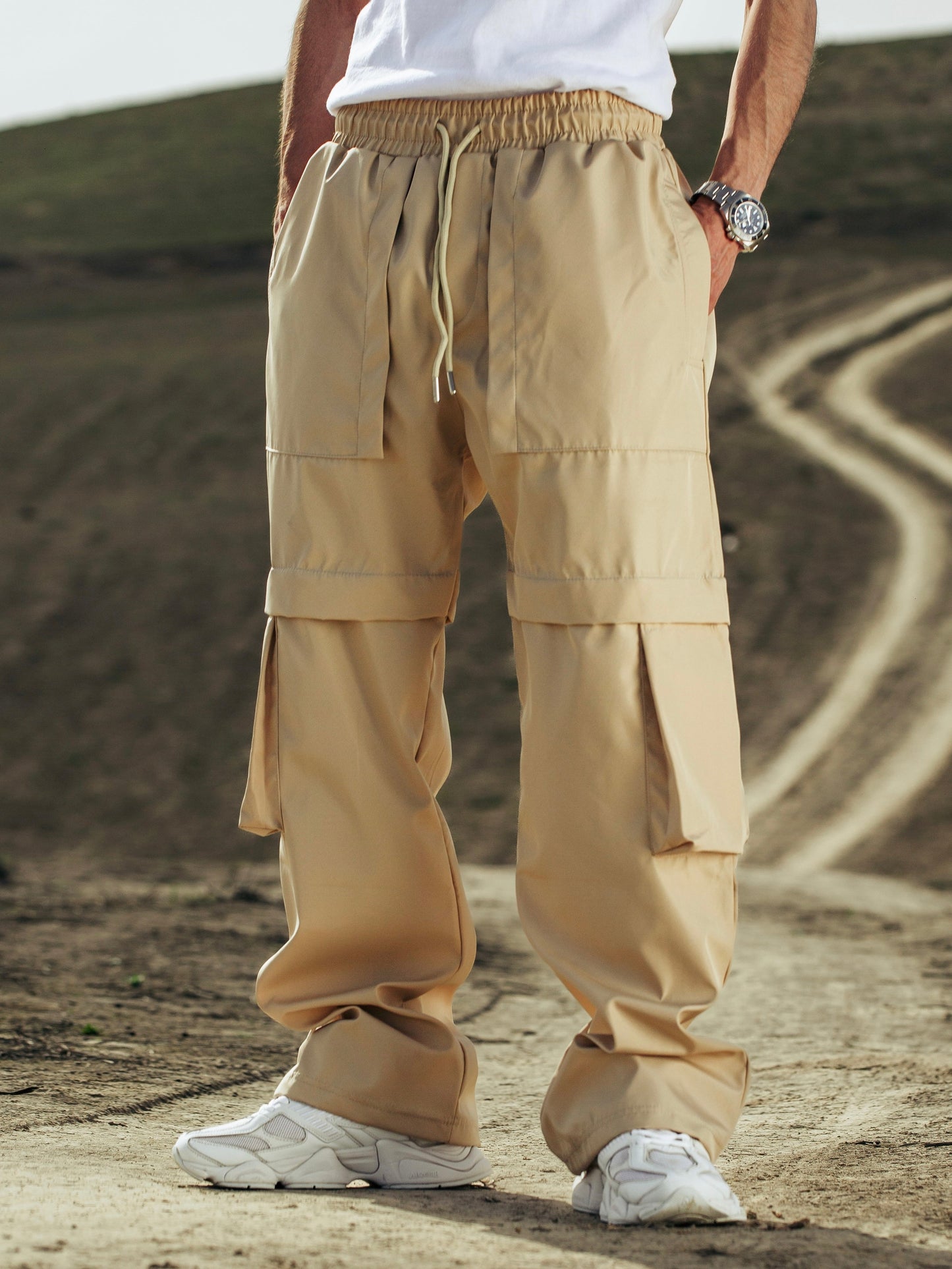 Beige Cargo Baggy Pants